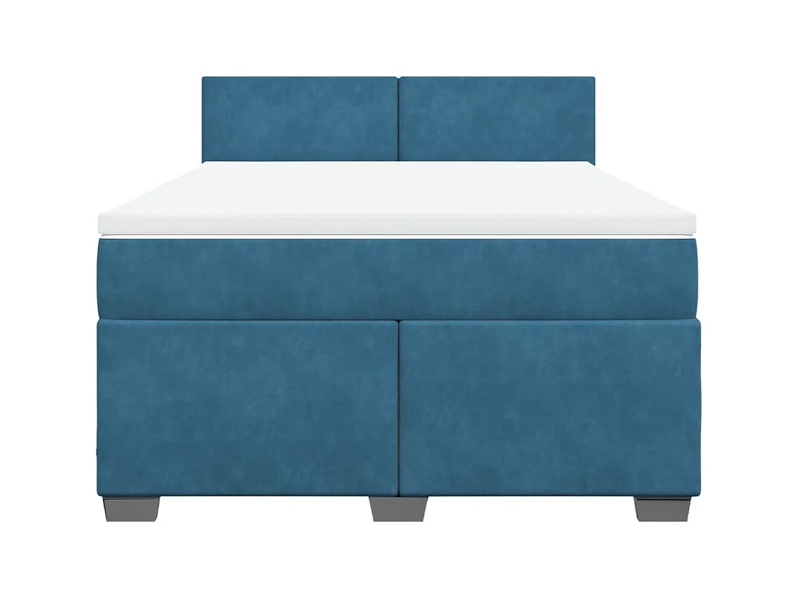 Sommier à lattes de lit et matelas bleu 140x200 cm velours