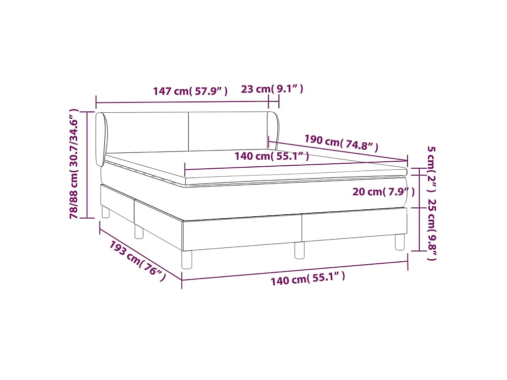 Boxspring met matras stof blauw 140x190 cm