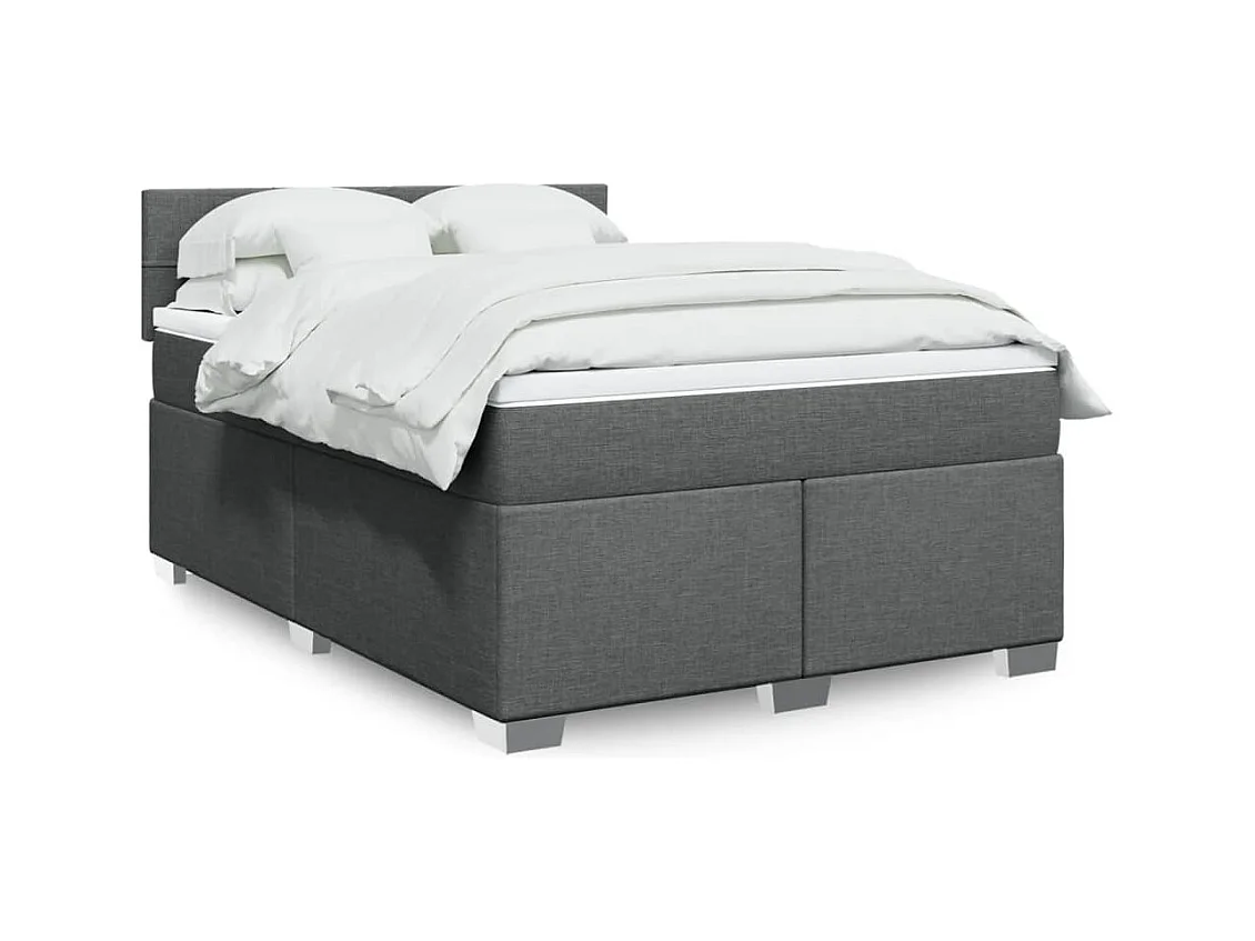 Sommier à lattes de lit avec matelas Gris foncé 140x200cm Tissu