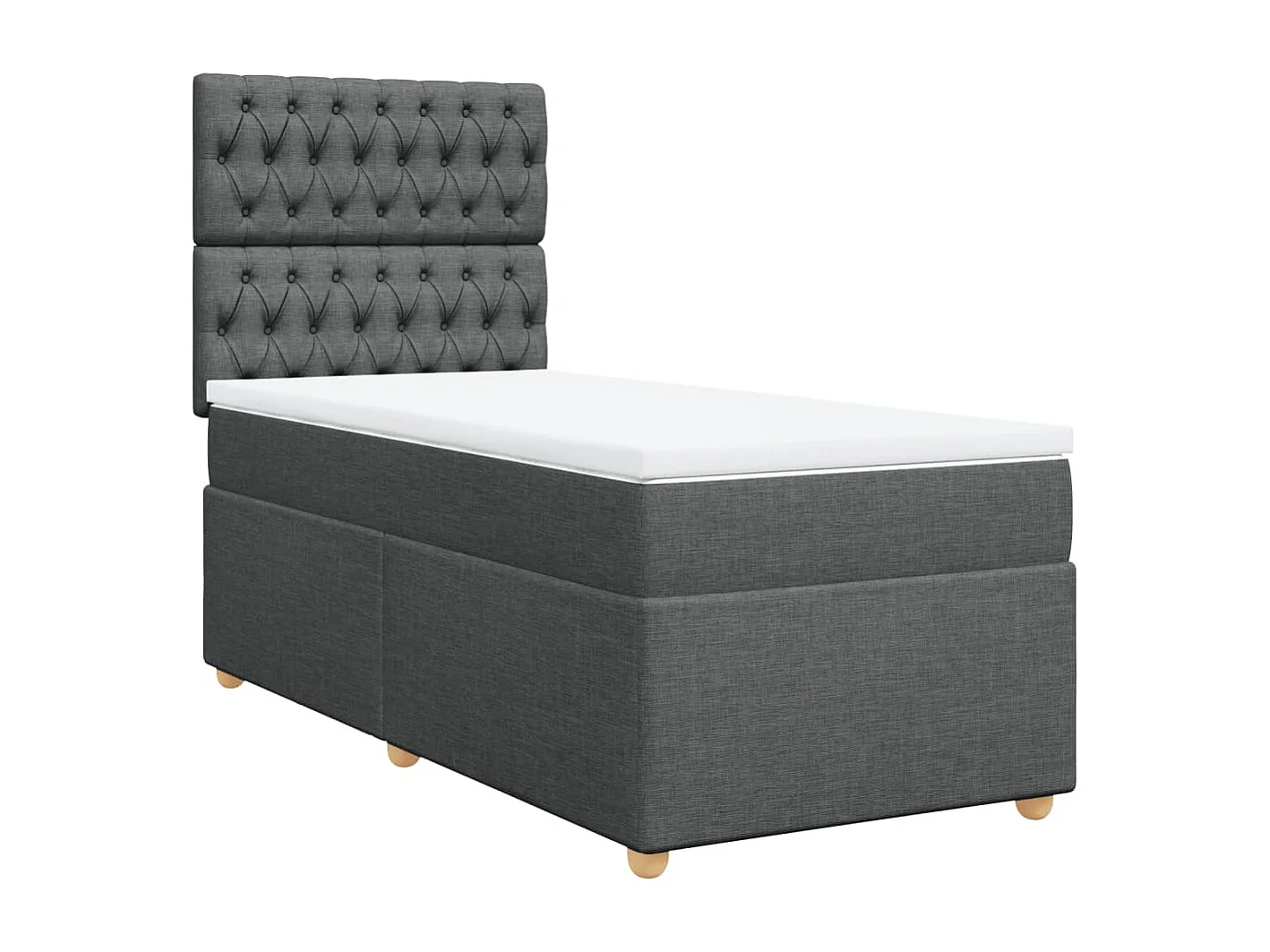 Sommier à lattes de lit avec matelas Gris foncé 90x200 cm Tissu