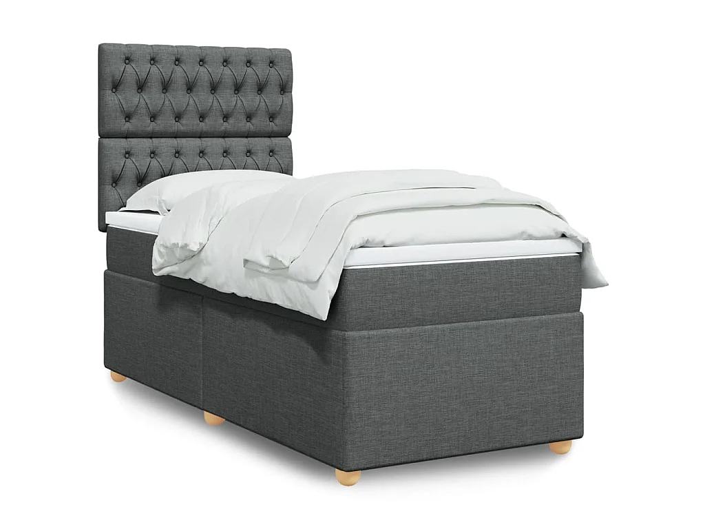 Boxspringbett mit Matratze Dunkelgrau 90x200 cm Stoff