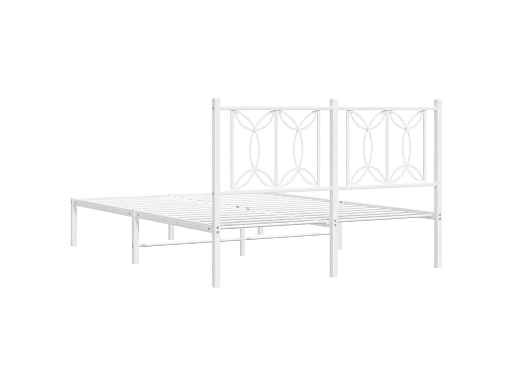 Estructura cama sin colchón con cabecero metal blanco 135x190cm