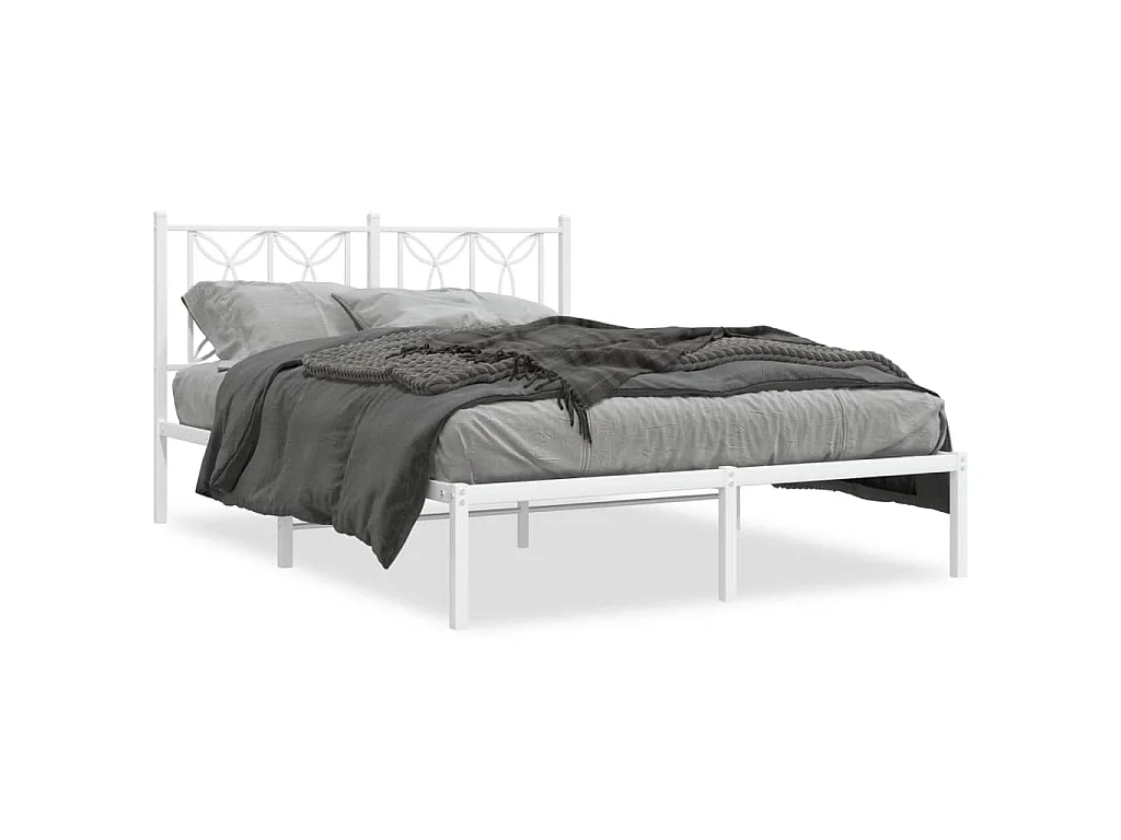 Estructura cama sin colchón con cabecero metal blanco 135x190cm