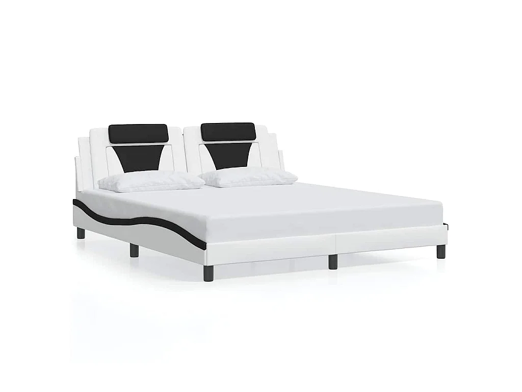 Giroletto Viana senza Materasso Bianco e Nero 180x200 cm in Similpelle