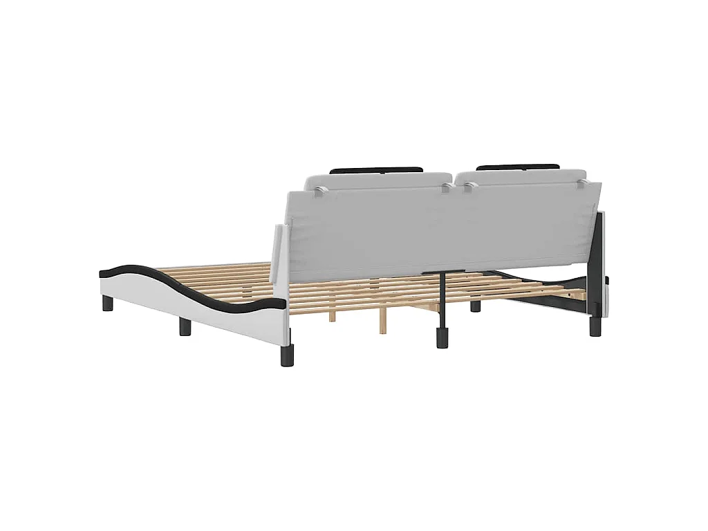 Giroletto Viana senza Materasso Bianco e Nero 180x200 cm in Similpelle