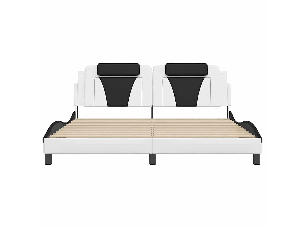 Cadre de lit Viana sans matelas blanc et noir 180x200 cm similicuir