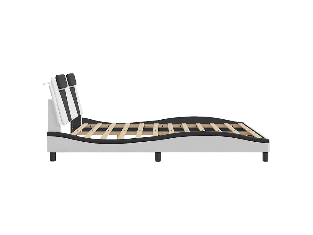 Cadre de lit Viana sans matelas blanc et noir 180x200 cm similicuir