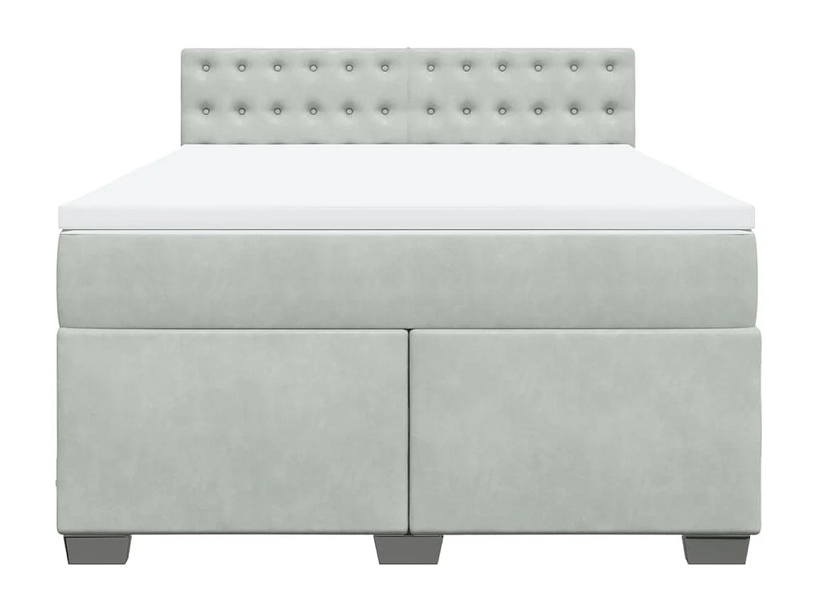 Giroletto a Molle con Materasso Grigio Chiaro 140x190cm Velluto