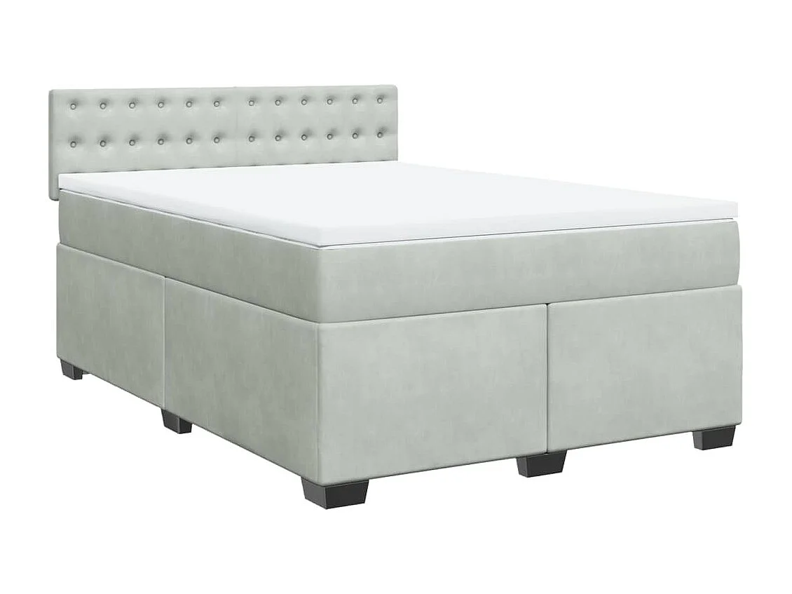 Sommier à lattes de lit et matelas Gris clair 140x190cm Velours
