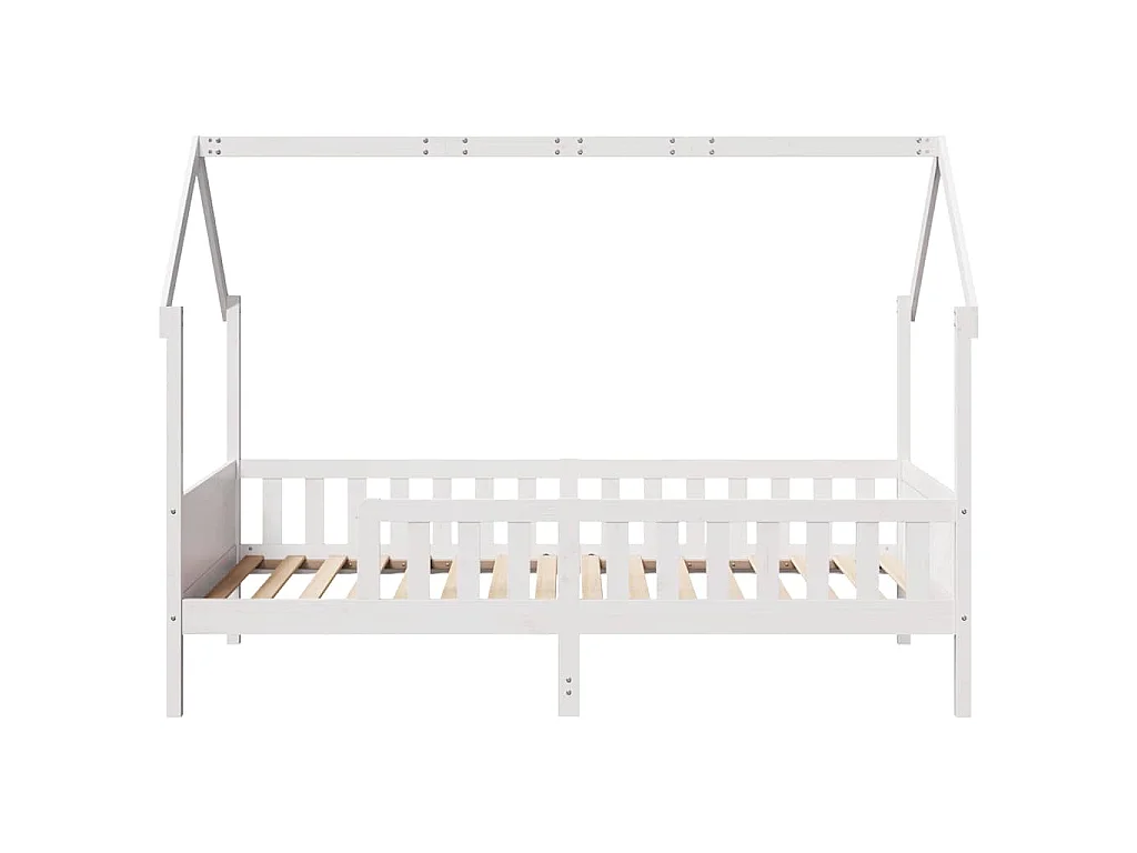 Giroletto Casetta Bambini Bianco 80x200 cm Legno Massello Pino