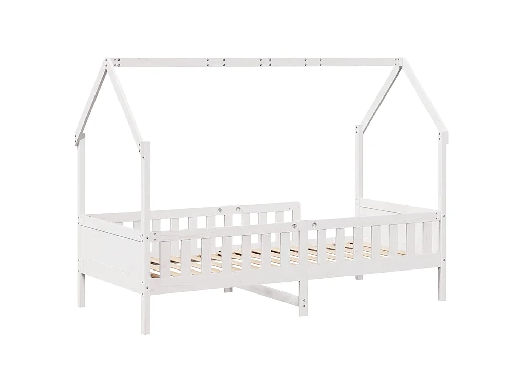 Giroletto Casetta Bambini Bianco 80x200 cm Legno Massello Pino