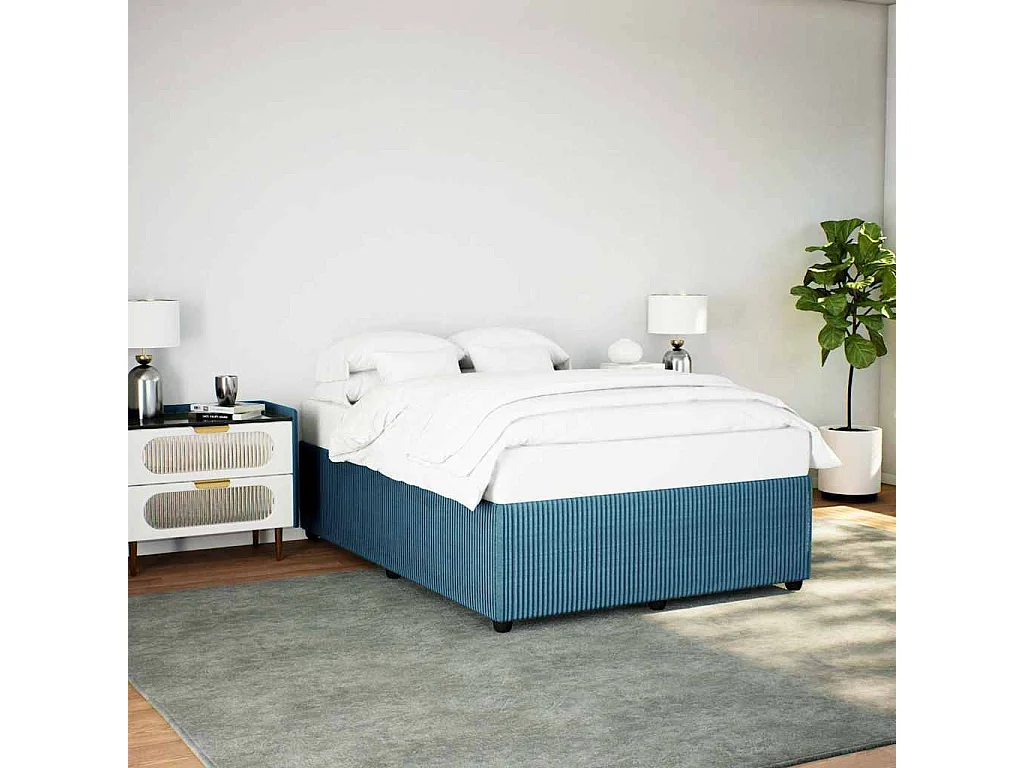 Cadre de lit sans matelas bleu 160x200 cm velours