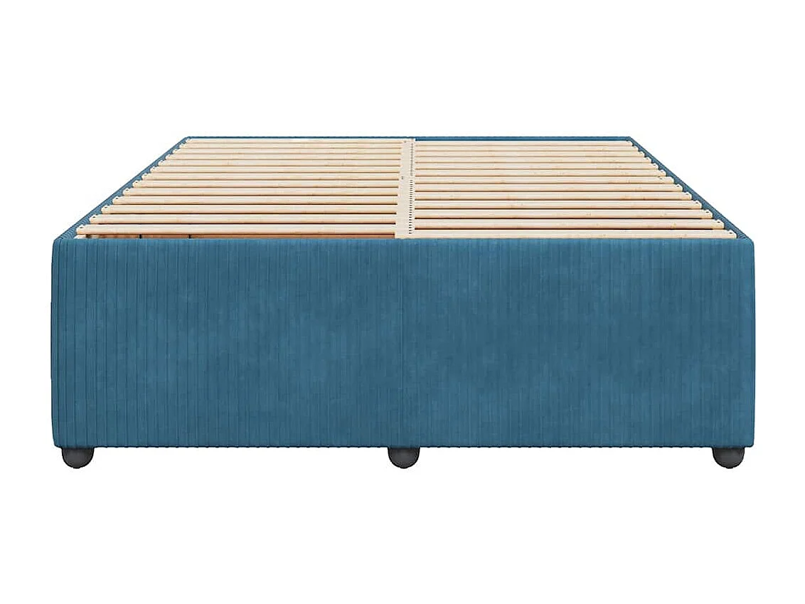 Cadre de lit sans matelas bleu 160x200 cm velours