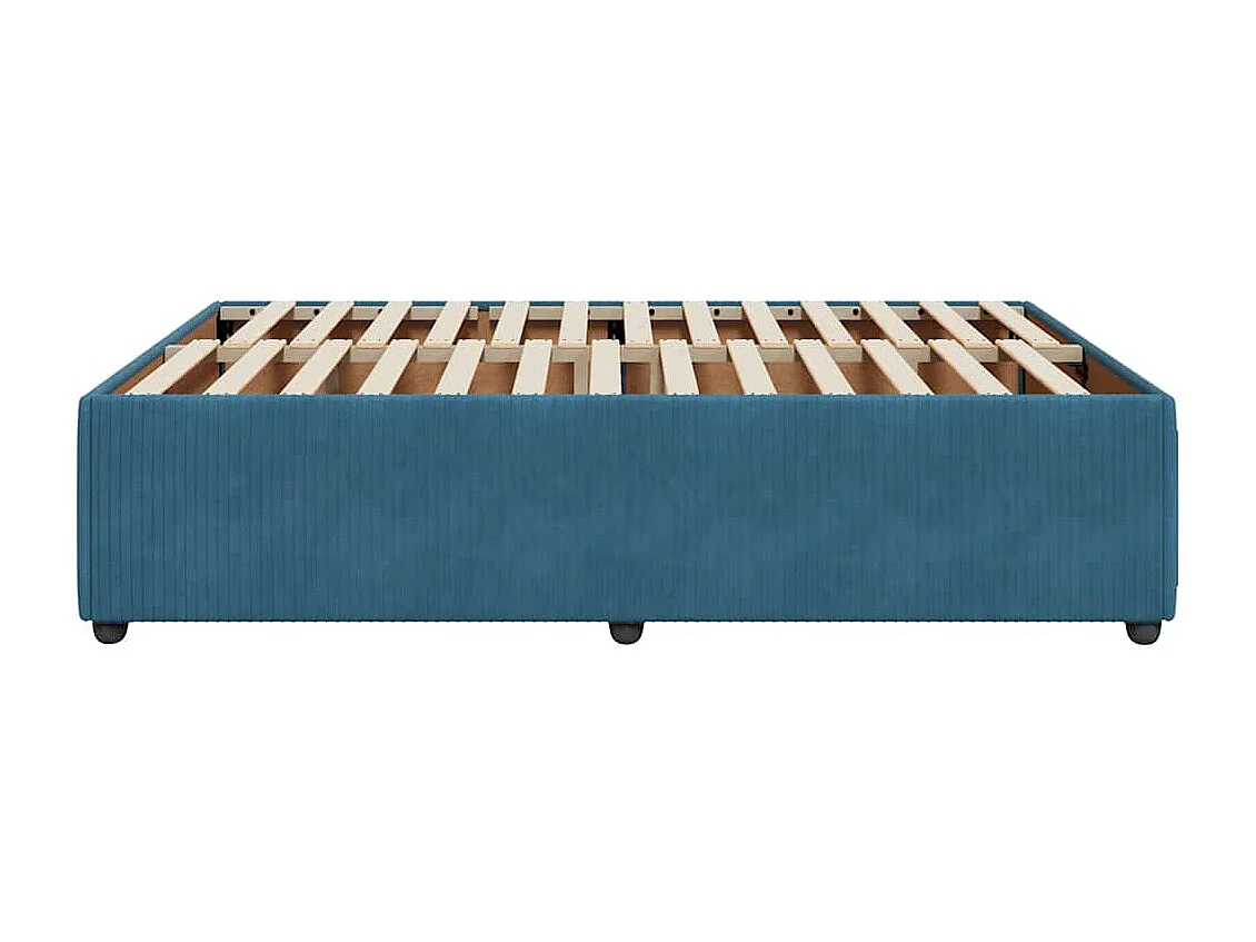 Cadre de lit sans matelas bleu 160x200 cm velours