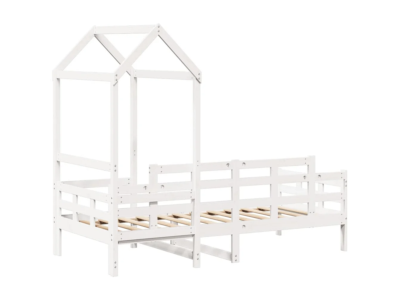Lit de jour avec toit sans matelas blanc 90x190 cm bois massif