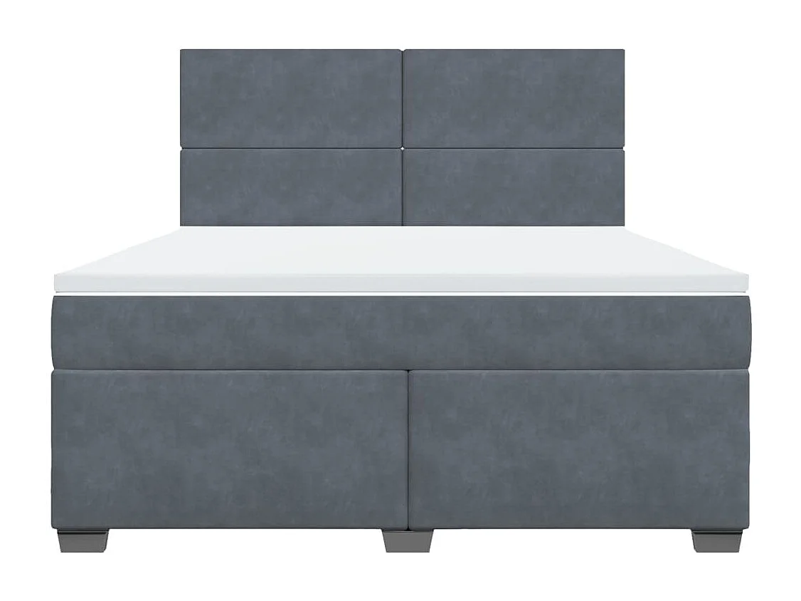 Cama com molas/colchão 180x200 cm veludo cinzento-escuro