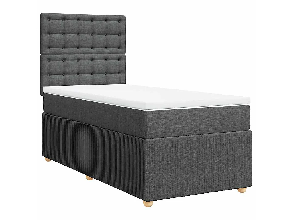Sommier à lattes de lit et matelas Gris foncé 90x190 cm Tissu