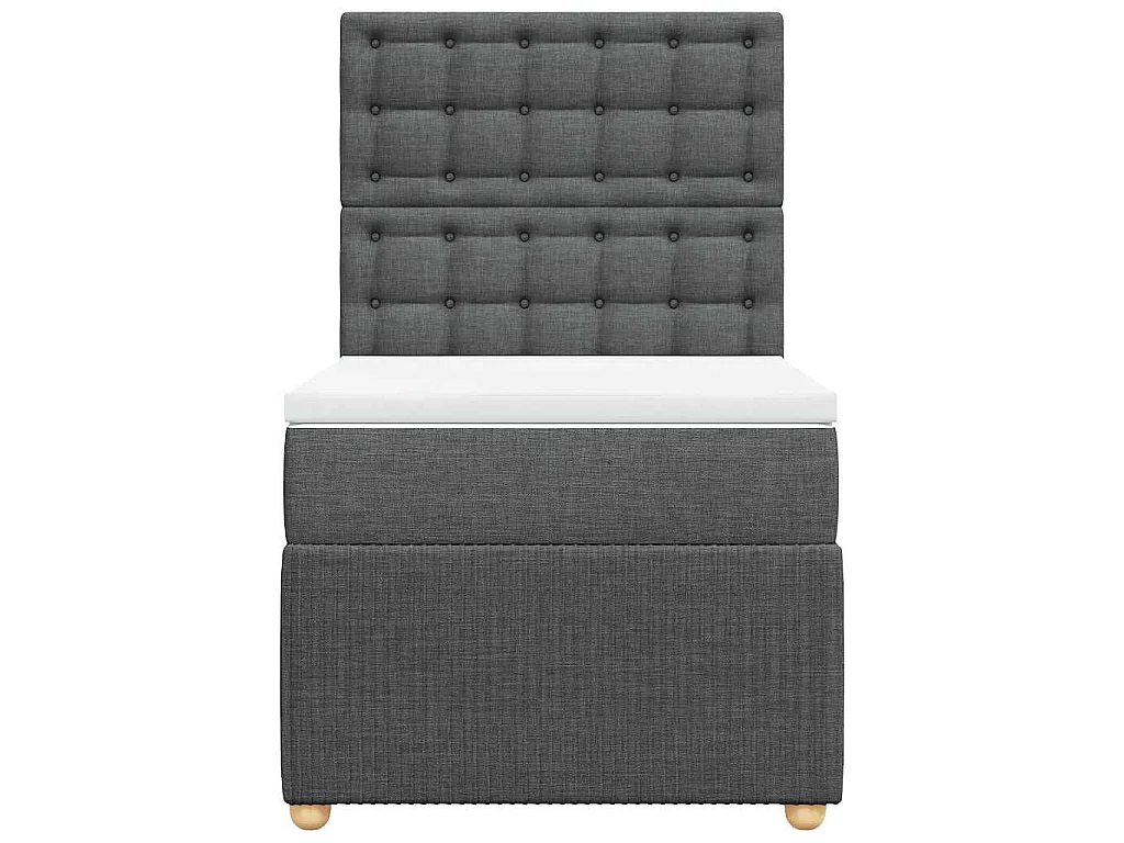 Sommier à lattes de lit et matelas Gris foncé 90x190 cm Tissu