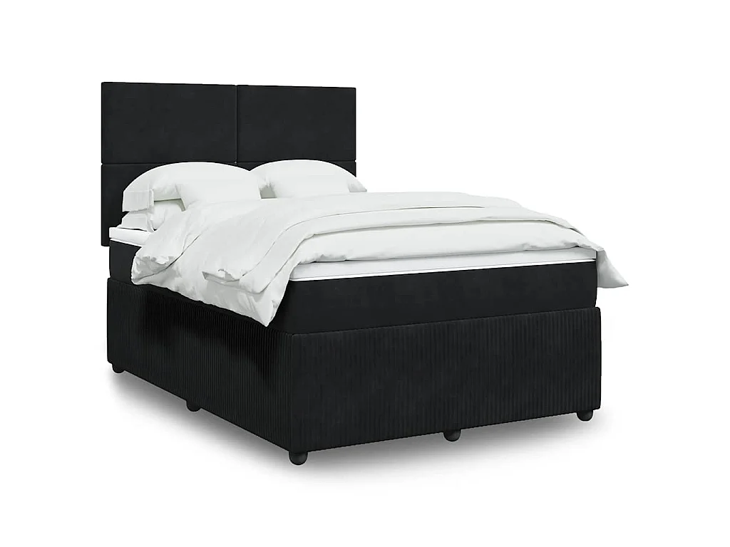 Boxspringbett mit Matratze Schwarz 140x190 cm Samt