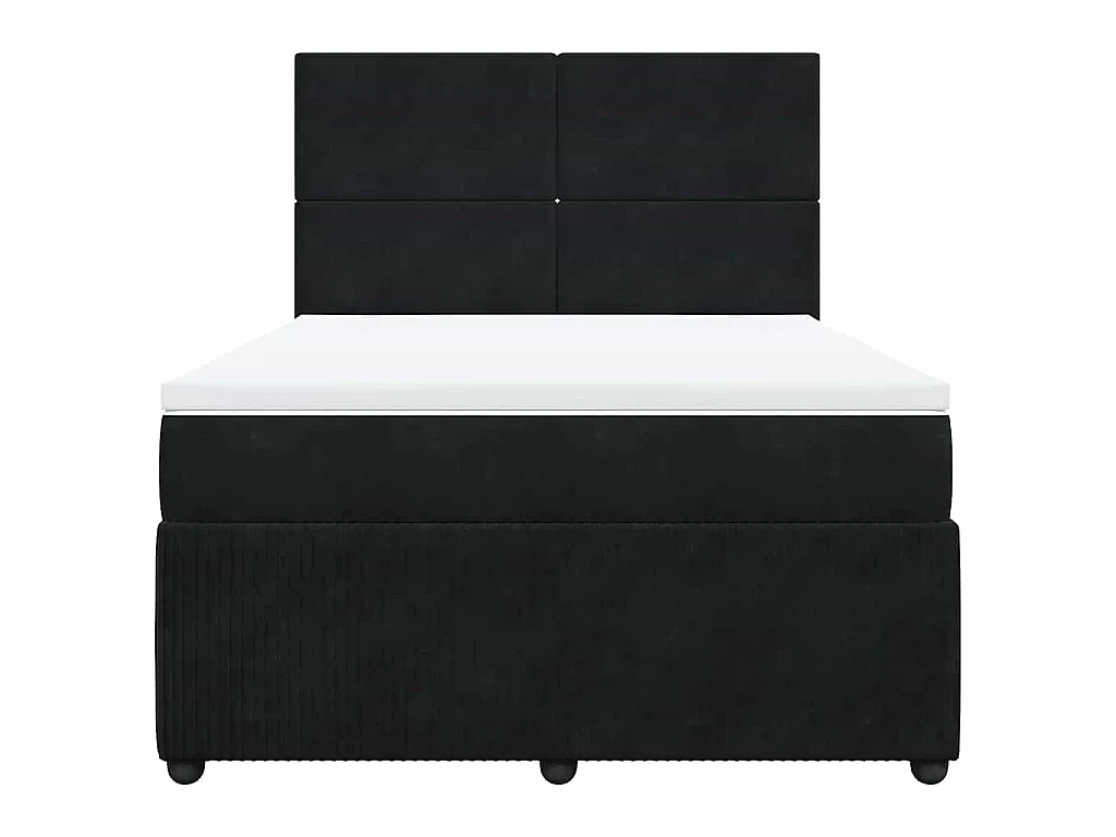 Boxspringbett mit Matratze Schwarz 140x190 cm Samt
