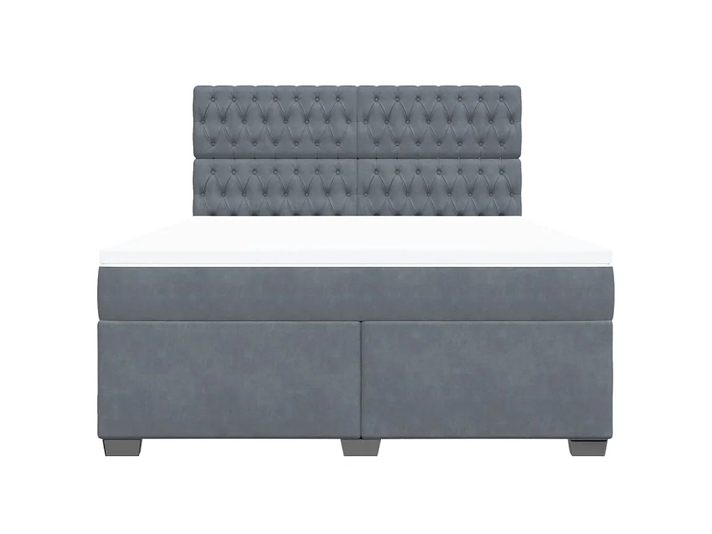 Cama box spring con colchón terciopelo gris oscuro 180x200 cm