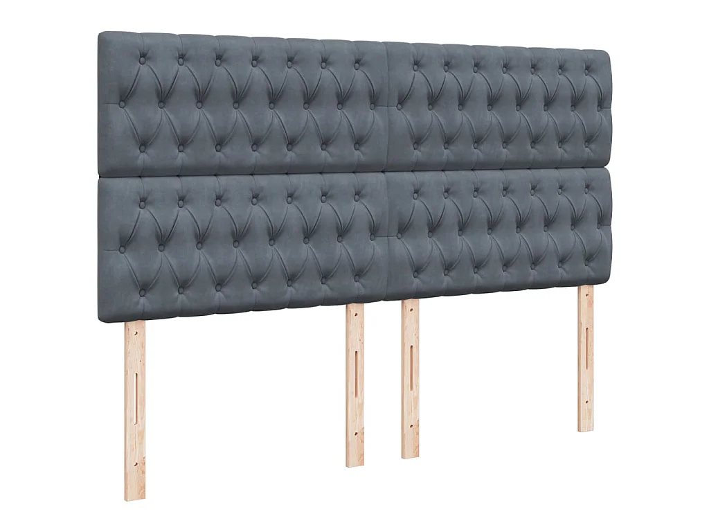 Cama box spring con colchón terciopelo gris oscuro 180x200 cm