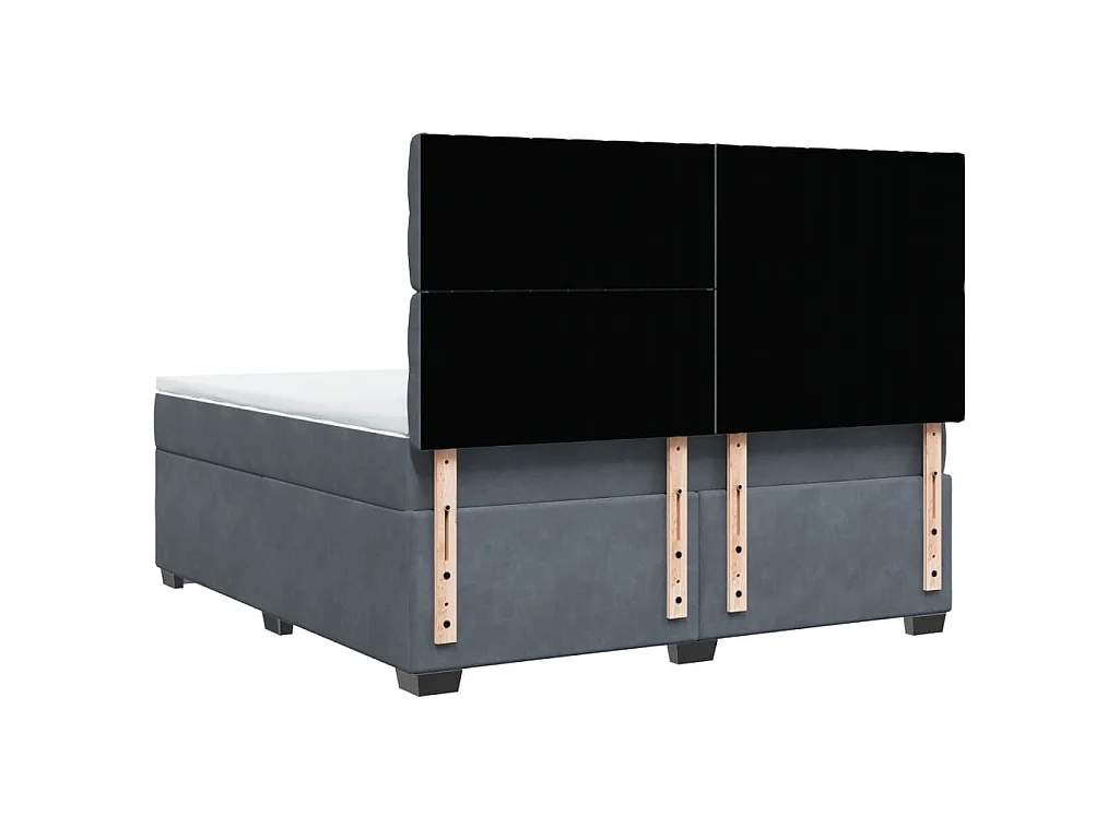 Cama box spring con colchón terciopelo gris oscuro 180x200 cm