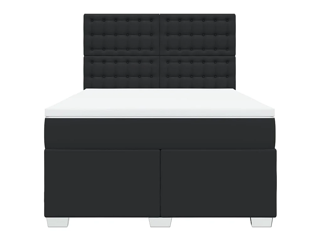 Sommier à lattes de lit avec matelas Noir 140x190 cm Similicuir