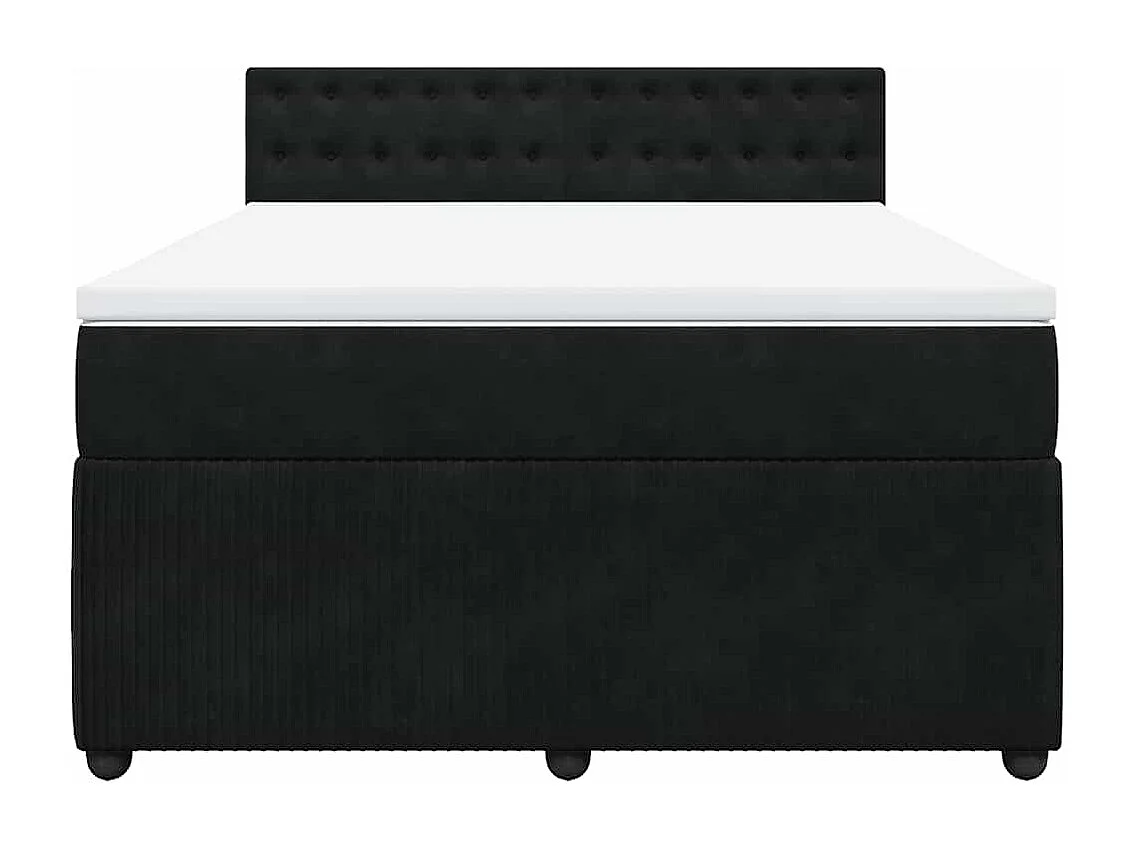 Giroletto a Molle con Materasso Nero 140x190 cm in Velluto