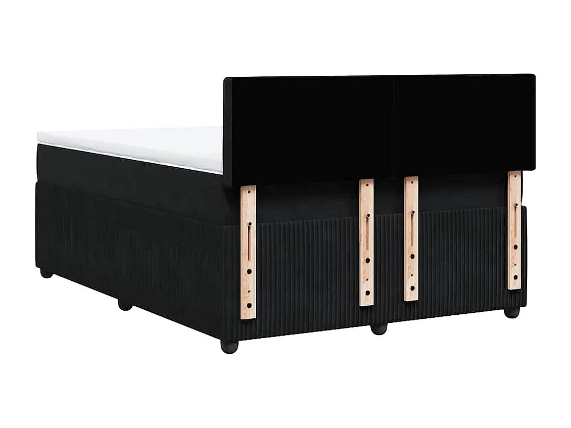 Giroletto a Molle con Materasso Nero 140x190 cm in Velluto