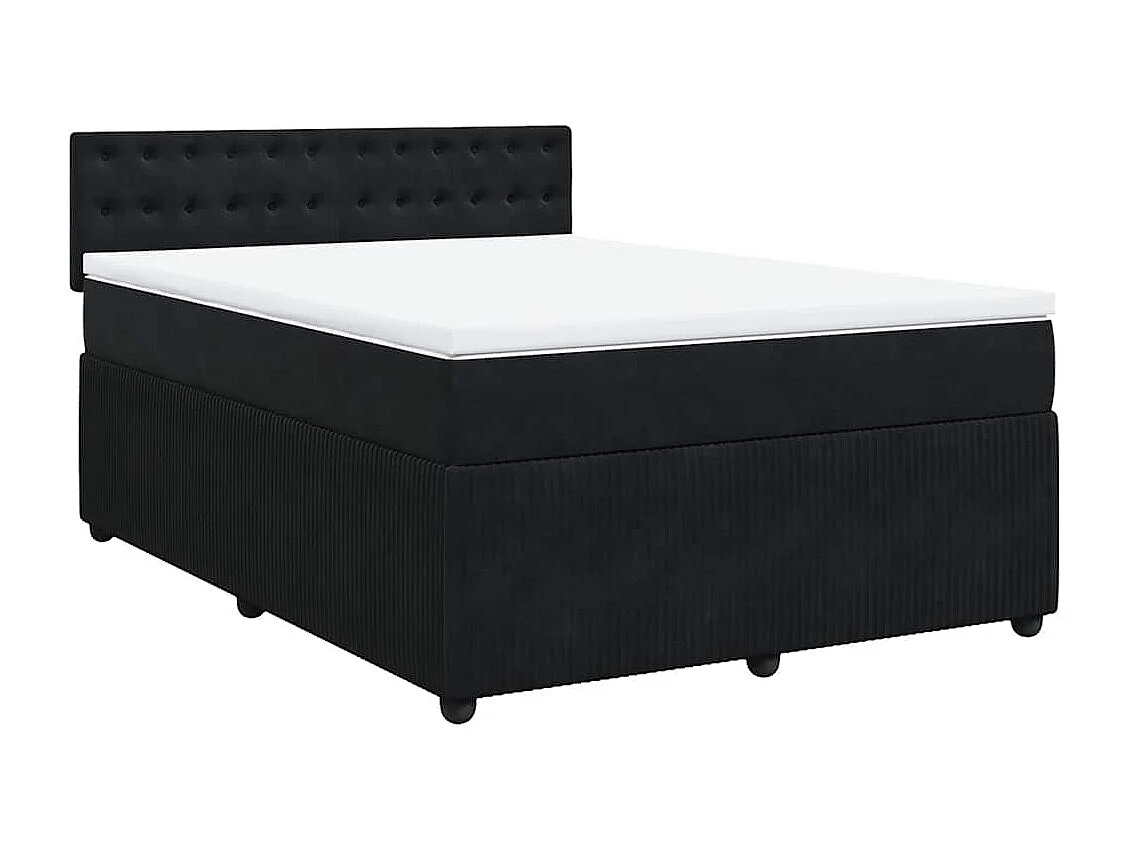 Boxspringbett mit Matratze Schwarz 140x190 cm Samt