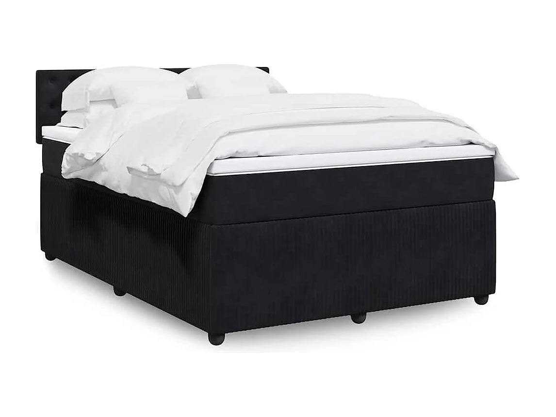Boxspringbett mit Matratze Schwarz 140x190 cm Samt