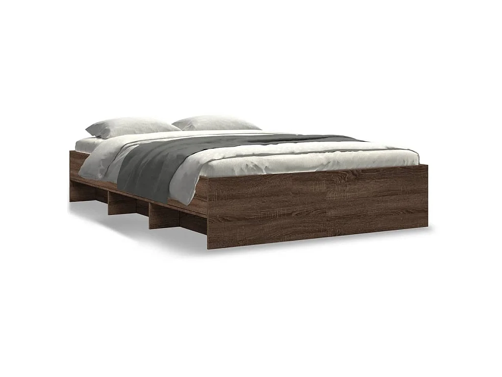 Bettgestell Braun Eichen-Optik 135x190 cm Holzwerkstoff