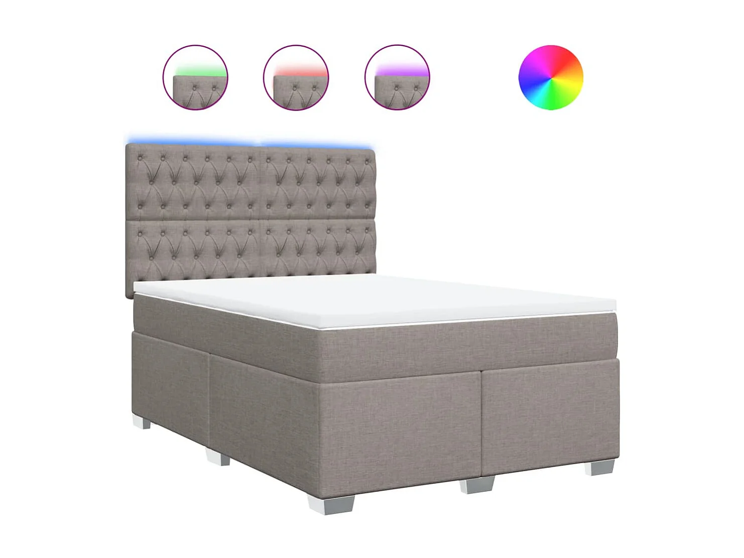 Sommier à lattes de lit avec matelas Taupe 140x190 cm Tissu