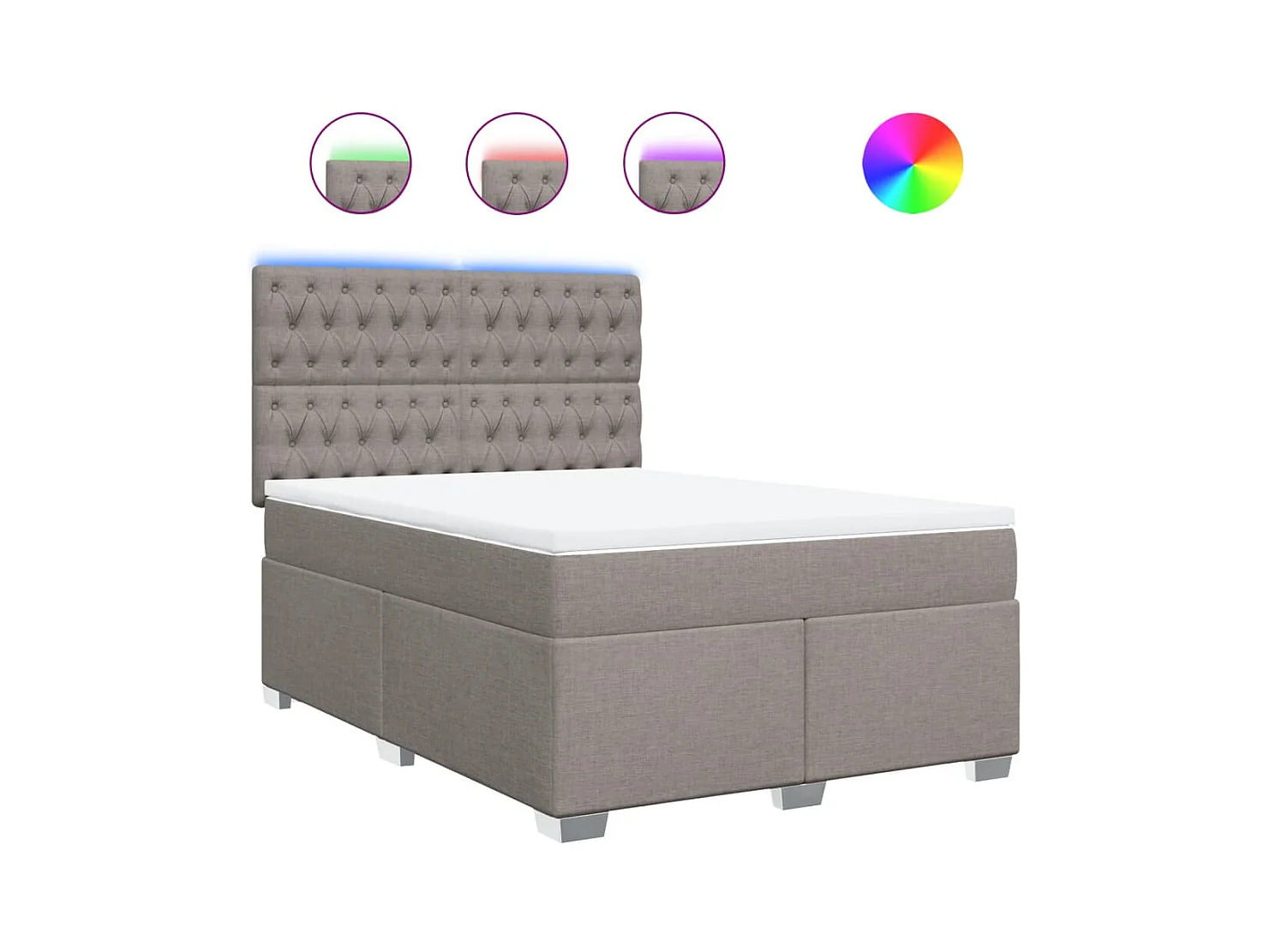 Sommier à lattes de lit avec matelas Taupe 140x190 cm Tissu