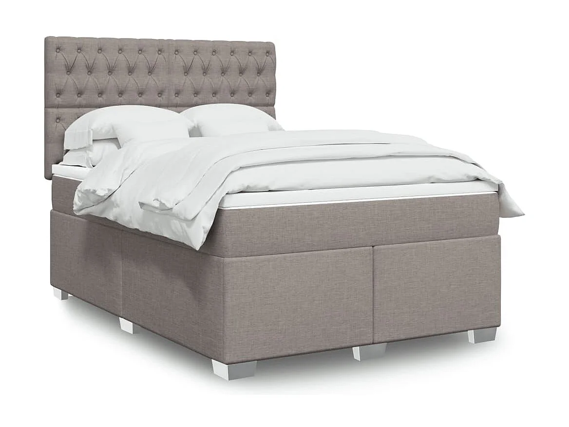 Sommier à lattes de lit avec matelas Taupe 140x190 cm Tissu