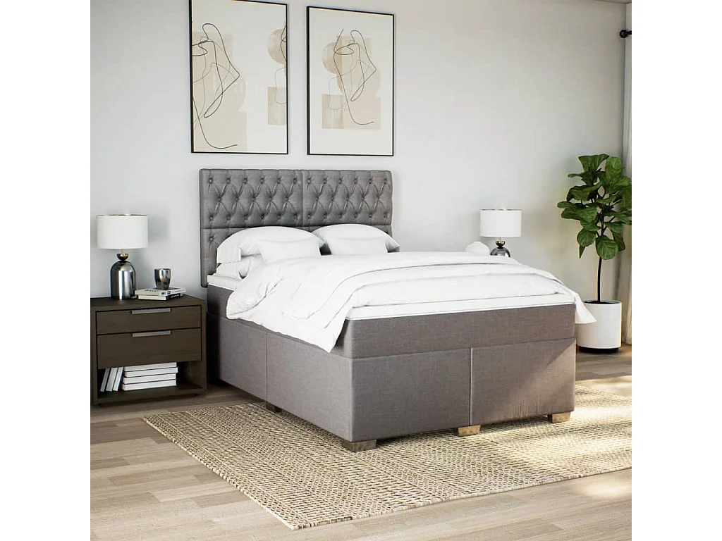 Giroletto a Molle con Materasso Tortora 140x190 cm in Tessuto