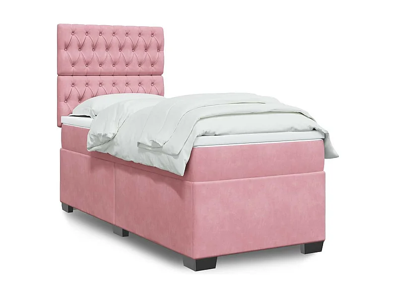 Boxspringbett mit Matratze Rosa 100x200 cm Samt
