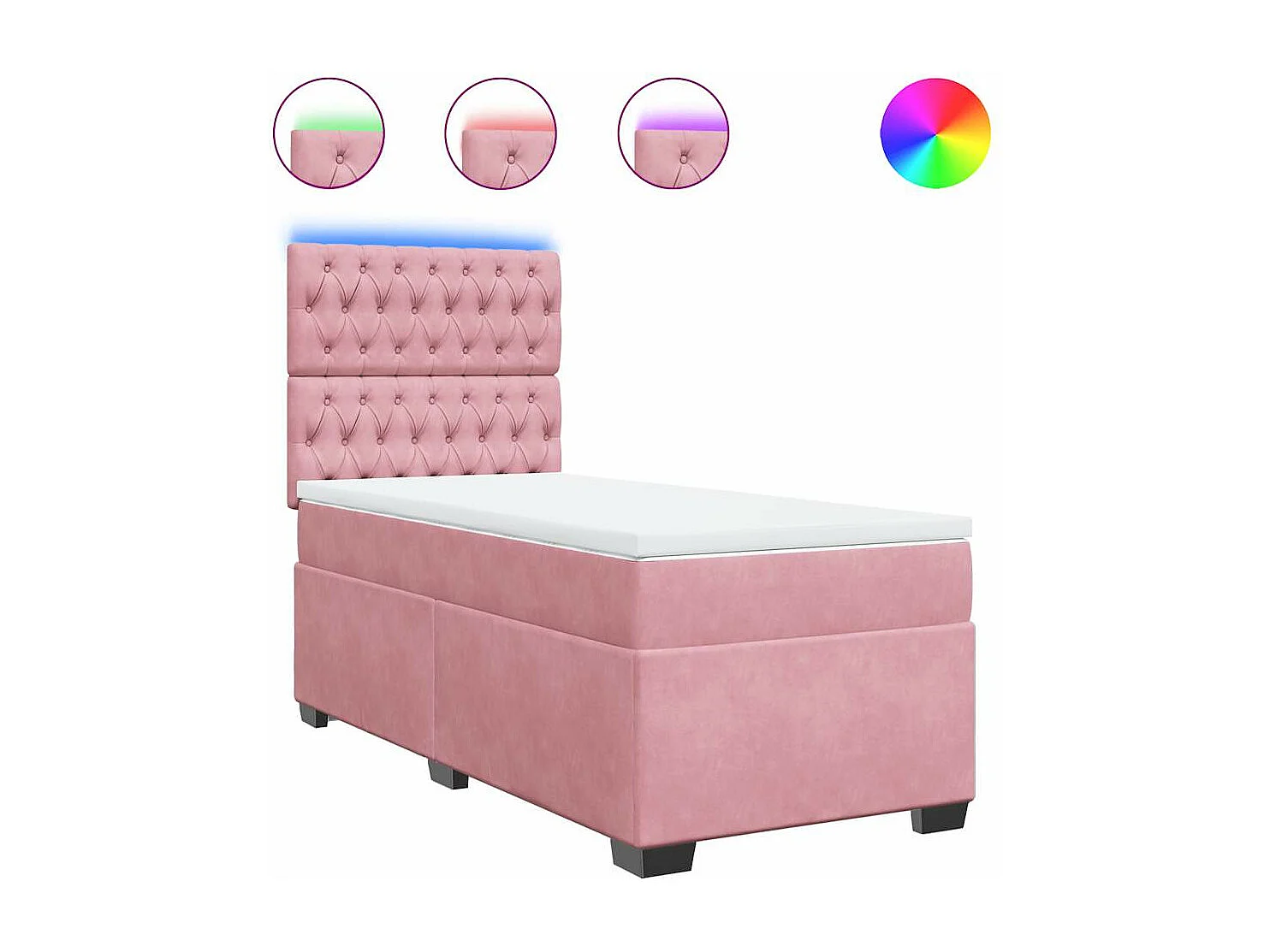 Sommier à lattes de lit avec matelas Rose 100x200 cm Velours