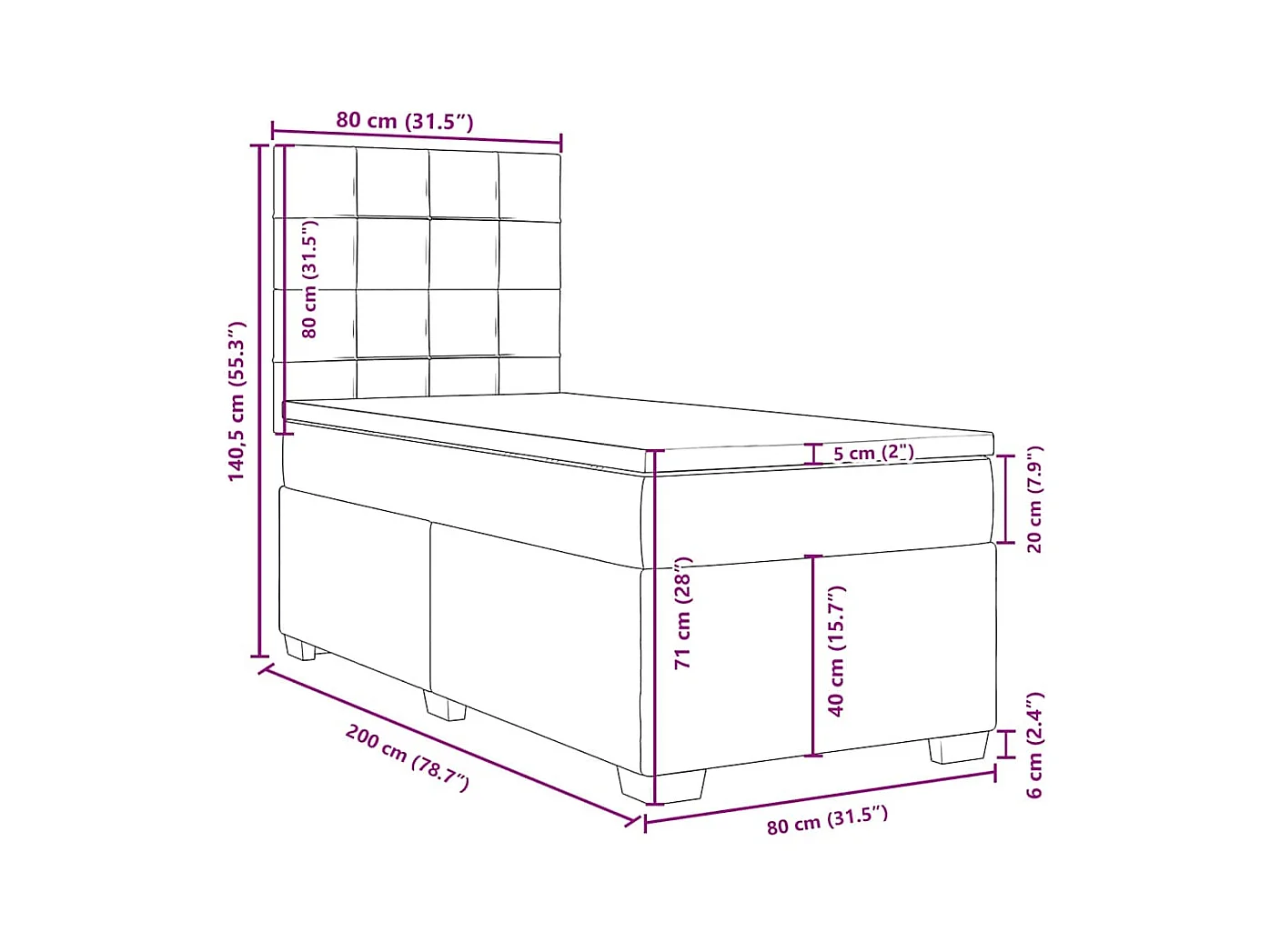 Boxspring met matras fluweel zwart 80x200 cm