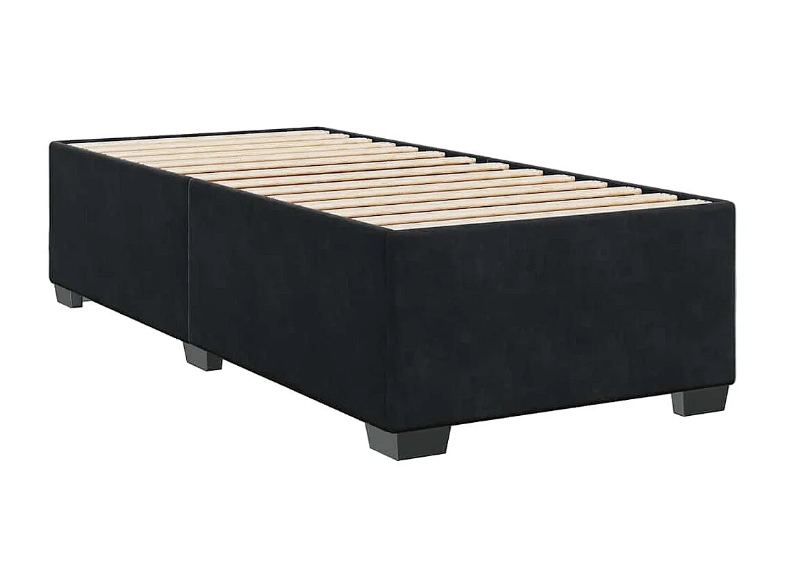 Cama box spring con colchón terciopelo negro 80x200 cm