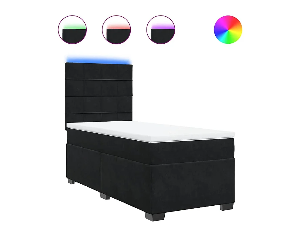 Boxspringbett mit Matratze Schwarz 80x200 cm Samt