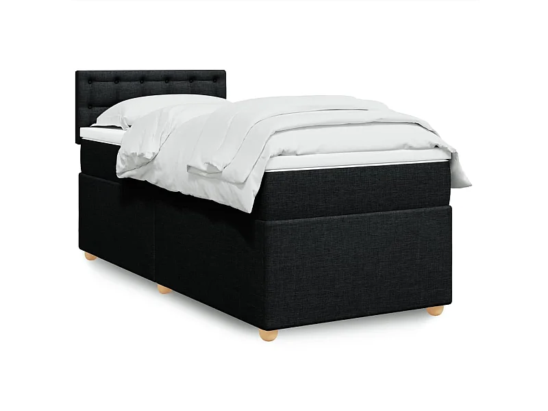 Boxspringbett mit Matratze Schwarz 90x190 cm Stoff