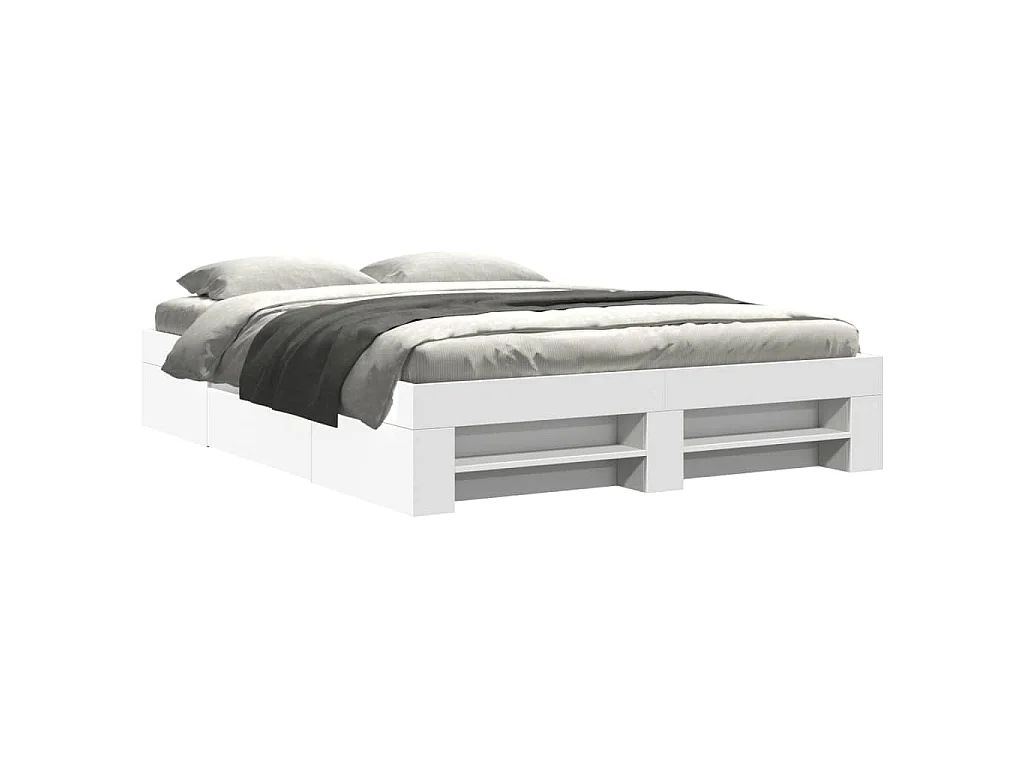 Cadre de lit sans matelas blanc 150x200 cm bois d'ingénierie
