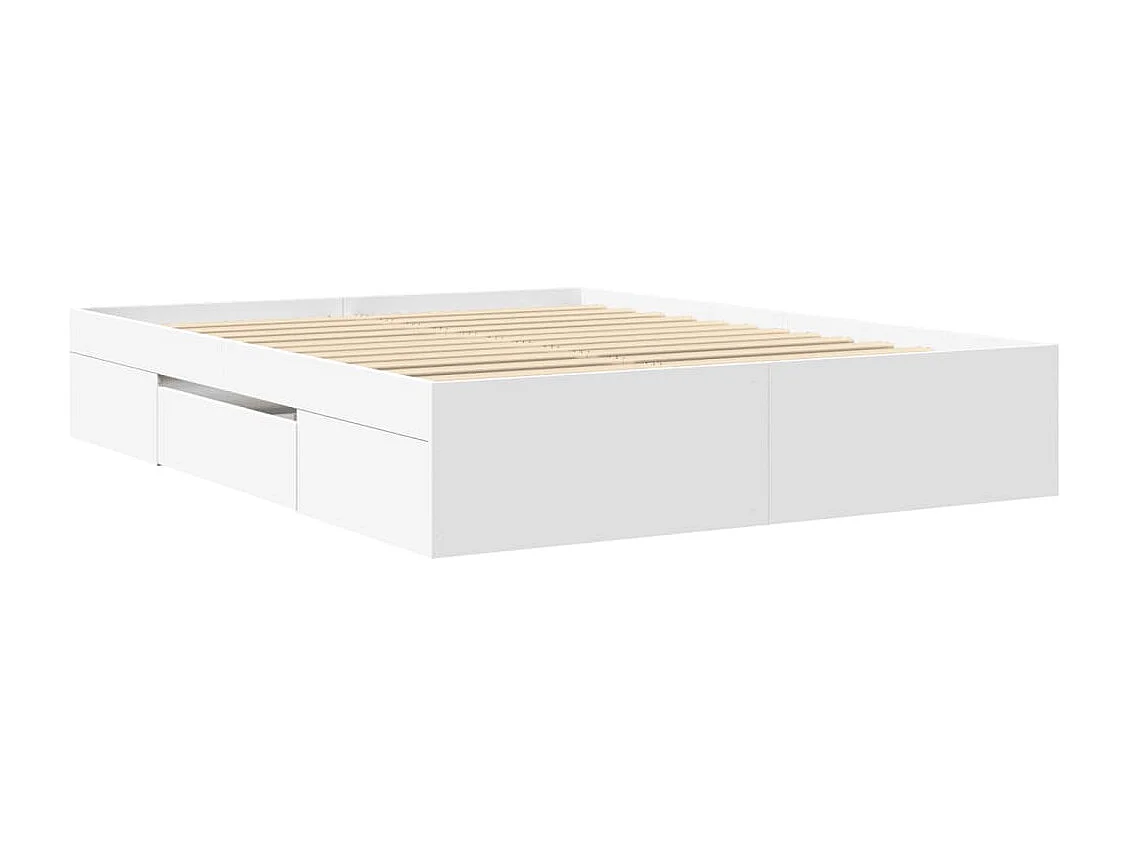 Cadre de lit sans matelas blanc 150x200 cm bois d'ingénierie