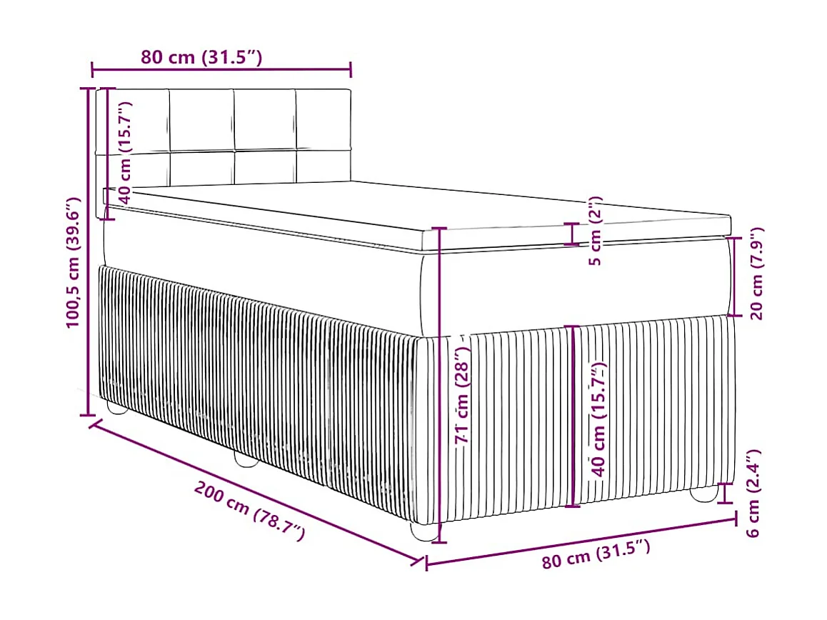 Boxspring met matras fluweel zwart 80x200 cm