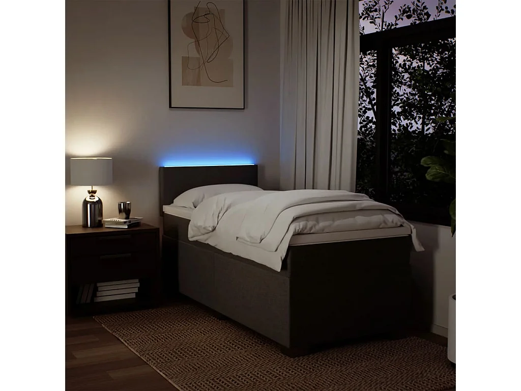 Sommier à lattes de lit avec matelas Gris clair 100x200cm Tissu