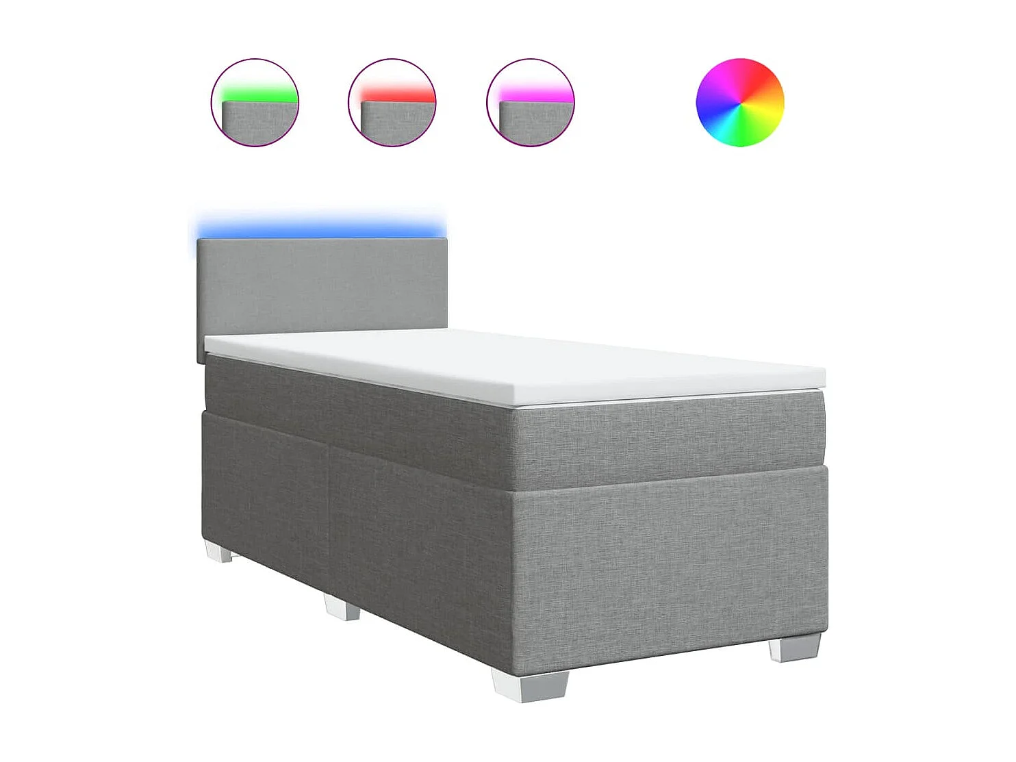 Sommier à lattes de lit avec matelas Gris clair 100x200cm Tissu