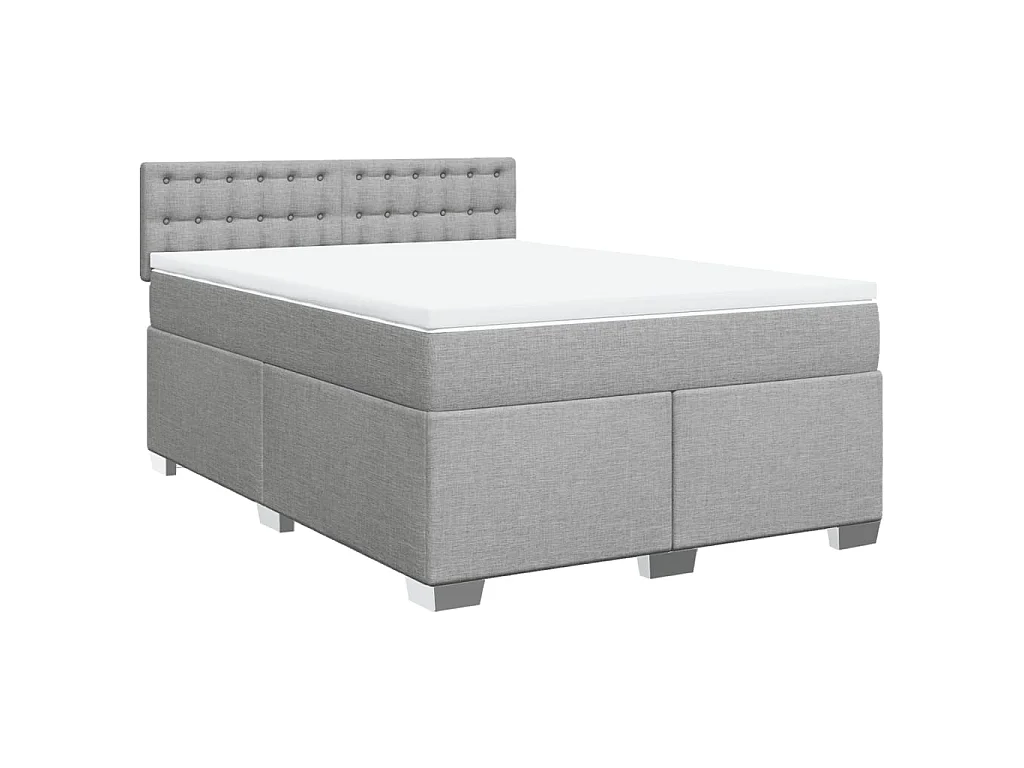 Boxspring met matras stof lichtgrijs 140x190 cm