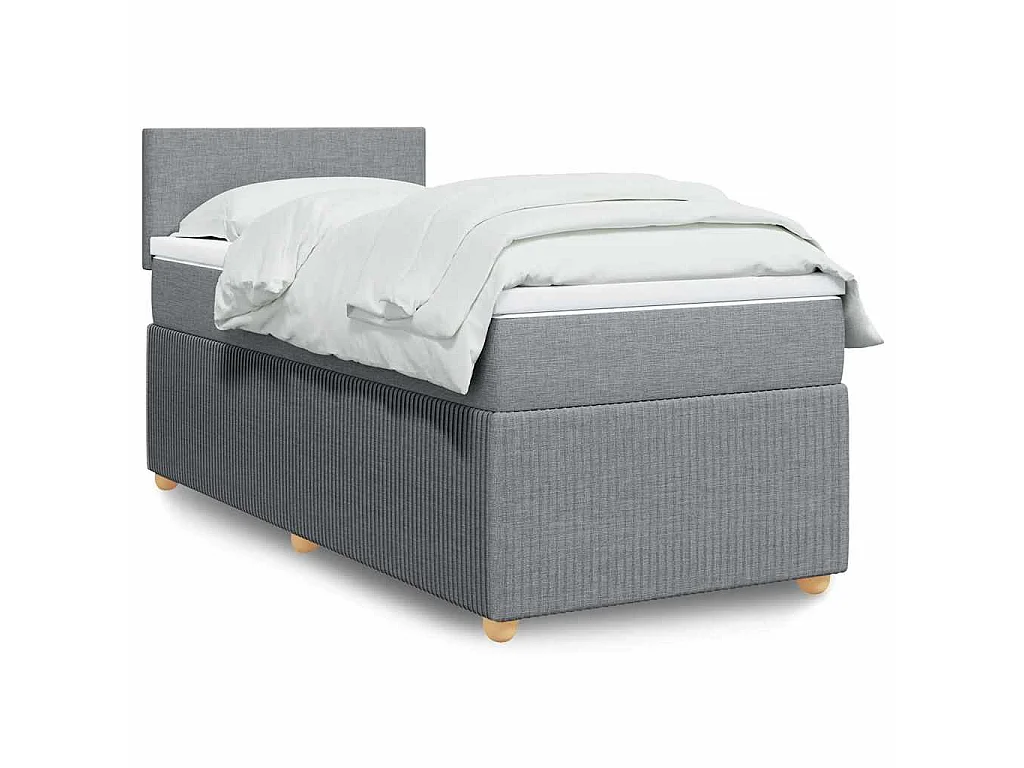 Boxspringbett mit Matratze Hellgrau 90x190 cm Stoff